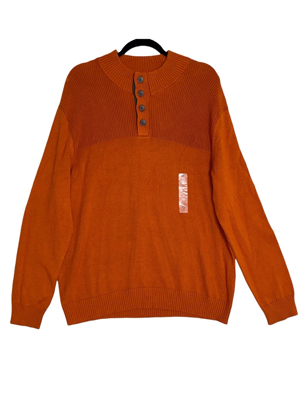 NWT Club Room Men's XL Deep Rust 4-Button Mock Neck Knit Sweater
